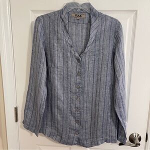 Flax Gray Striped Button Down Shirt